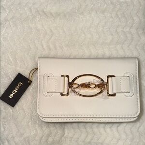 Bebe White and Gold Clutch